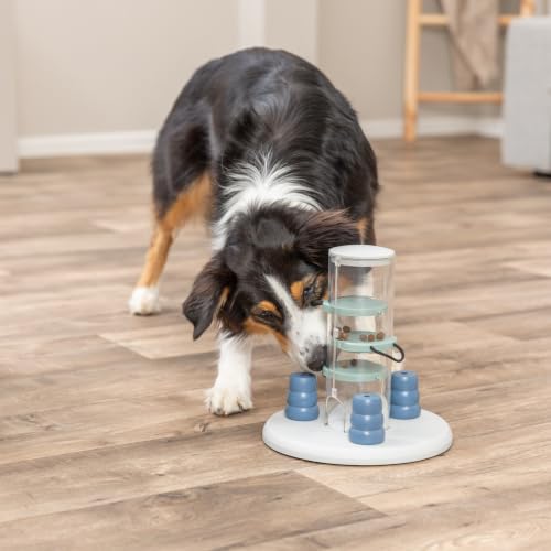 TRIXIE Gambling Tower Dog Activity Interactive Toy, Level 2 Food Puzzle Game, Brain Teasing Treat Dispenser, IQ and Mental Development Toy for Smart Dogs, Enrichment Toy for Boredom Busting
