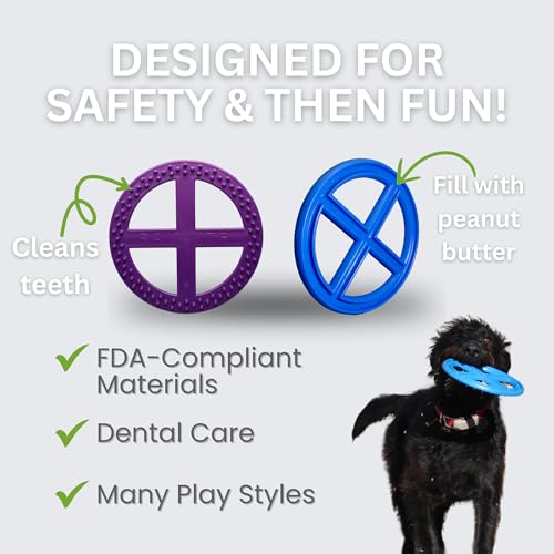 Flexible Flying Disc - Durable Floating Dog Toy for Fetch, Tug, Treat Filling, Made in USA, FDA Compliant TPE, Medium/Large Dogs, Blue - color: Blue