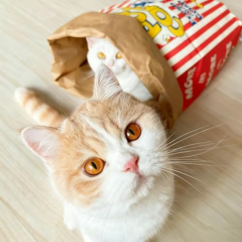 Cat Kraft Paper Tunnel Bag Toy Hide & Seek,Lucky Cat Bag - color: Lucky Cat bag