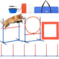 VEVOR Dog Agility Training Equipment, Dog Agility Course Backyard Set with Adjustable High Hurdles,Weave Poles,Jump Ring,Square Pause Box,Whistle,Foldable Bowl, Obstacle Course Kit with Storage Bag - size: 6 Pcs Set
