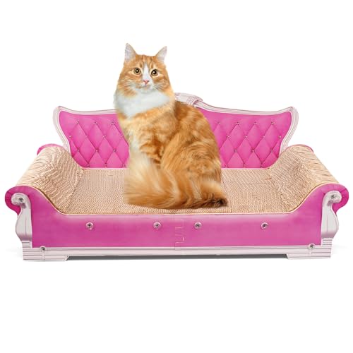 COOZMENT Scratching Sofa, Couch Shaped Thick Scratching Cardboard, Lounge Bed for Indoor Rest&Play, Sofa Scratcher Pad (Pink, 27.6" L X 12.4" W X 11.8" H) - color: Pink-Medium