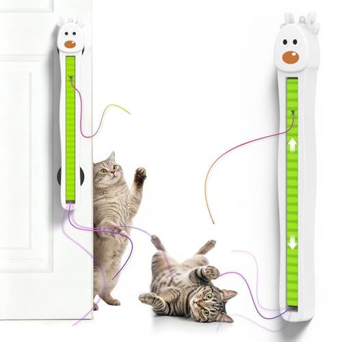 Interactive Cat Toys for Indoor Cats - Automatic Cat Toys with Motorized String Action, Sticking Door Electric Enrichment Stimulation Kitty Toy for Bored Indoor