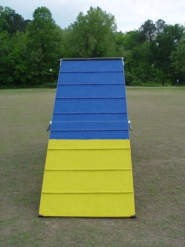 Rubber Surface Dog Agility 7' A-Frame, Blue/Yellow, On-Wheel Interface Ready