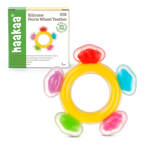 Haakaa Silicone Ferris Wheel Teether, Freezable Teething Ring for Babies