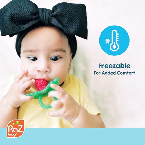 RaZbaby Bear RaZbuddy w/RaZberry Teething Relief Pacifier – Soothes Sore Gums w/Nature-Inspired Texture, 100% BPA-Free Silicone Teether, Detachable Stuffed Animal – 3 Months+ Teether, Coconut - color: Bear