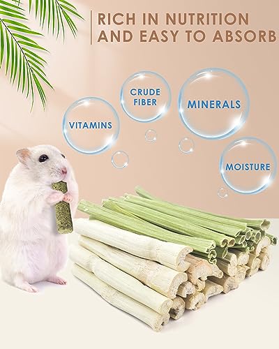 Bissap 40PCS Rabbit Chew Sticks, 20PCS Sweet Bamboo Chew Sticks & 20PCS Papaya Stems Bunny Chews for Rabbit Hamster Chinchilla Guinea Pig Small Animals Natural Molar Treats - size: 40 Count