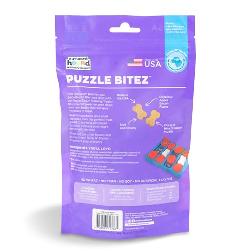 Outward Hound Nina Ottosson Puzzle Bitez Dog Treats, Apple Bacon, 7.5 Ounce (Pack of 6) - size: 7.5 Ounce (Pack of 6), style: Apple Bacon