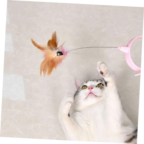SUPVOX 2-Pack Hands- Feather Collar Toy : Adjustable Silicone Teaser Wand for Indoor Cats - Self-Play Interactive Kitten Toy with Bell