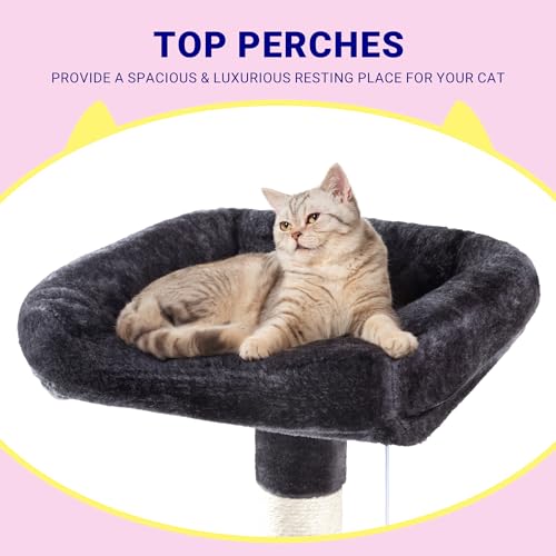 Allewie 73in Fan-Shaped Space-Saving Corner Cat Tree Tower, Dark Grey - color: Dary Grey