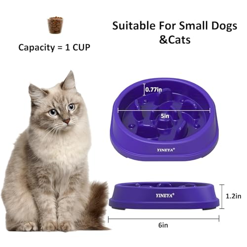 YINEYA Anti-Choking Slow Feeder Dog Bowls Small Size Dog, Slow Feeder Cat Bowl, Supplies and Puzzle for Pet - color: I - Purple, size: Small
