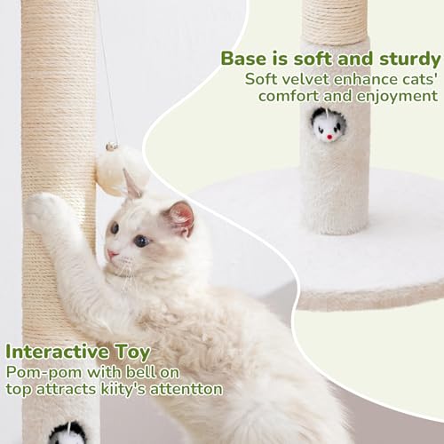 Woochpet Funny Cat Scratching Posts Sturdy Scratcher Posts 23'' Off White - color: Off White, size: 23‘’
