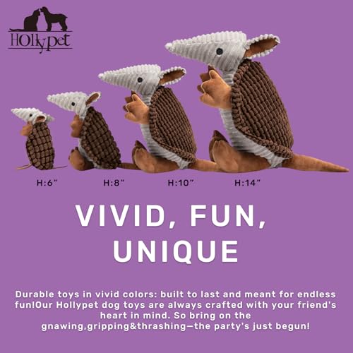 Hollypet Armadillo Squeaky Puppy Dog Toys for Small Medium Dogs, 6" - color: Brown, size: 6 IN
