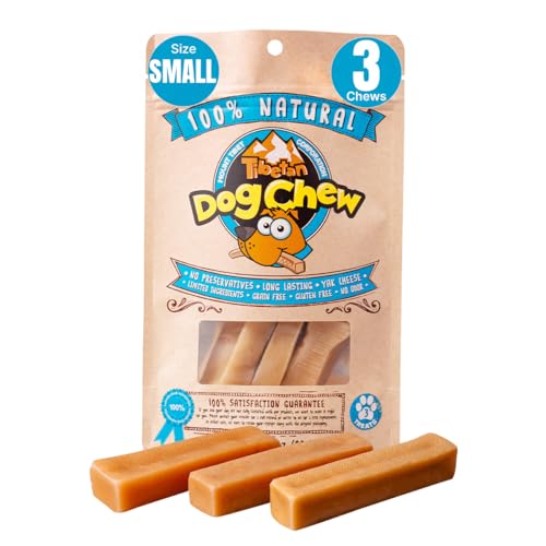 Tibetan Dog Chew Yak Cheese Sticks - Natural Handmade Treats for Small Dogs, Long-Lasting, Easy to Digest with No Additives, Rawhide, Grains, or Gluten, Perfect for Aggressive Chewers, 3 Chews - size: 1.16 Ounce (Pack of 3)