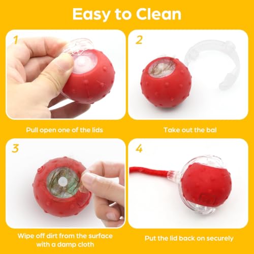 Interactive Cat Toy Ball,2 pcs 3 Speed Modes Automatic Moving Cat Toy Balls,Automatic Rolling Rechargeable Cat Toy for Indoor Cats Bored Adult & Kittens-Red and Blue - color: Red+Blue