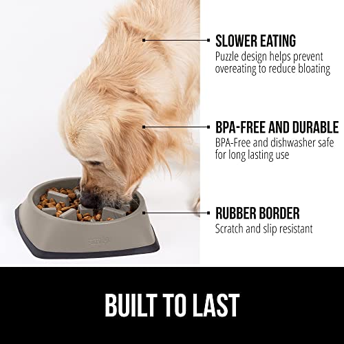 GORILLA GRIP® Patented Slow Feeder Dog and Cat Bowl, BPA Free, 2 Cup Beige - color: Beige, size: 2 Cup