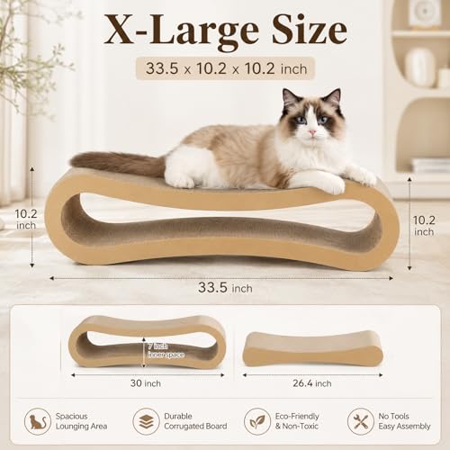 Simple Deluxe 3 in 1 Cat Scratcher Cardboard, Cat Scratching Board Furniture Protector, Cats Scratching Post, Cat Beds for Indoor Cats, Infinity Shape, X-Large - color: 3 IN 1 Infinity X-Large