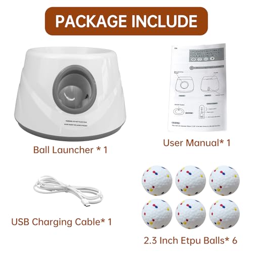 Automatic Dog Ball Launcher, 6 ETPU Balls, 20-45ft Distance - color: Grey-Standard