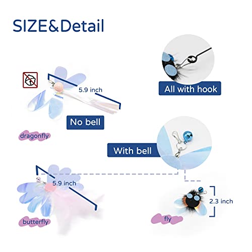 Cat Toy, Shiny Insect Refills for Cat Wand Toy, 9PCS Replacements with Bells for Cat Fishing Pole Toy, Interactive Cat Toy Lightweight, Chase and Exercise (Insects + Ball Set) - color: Insects + Ball Set