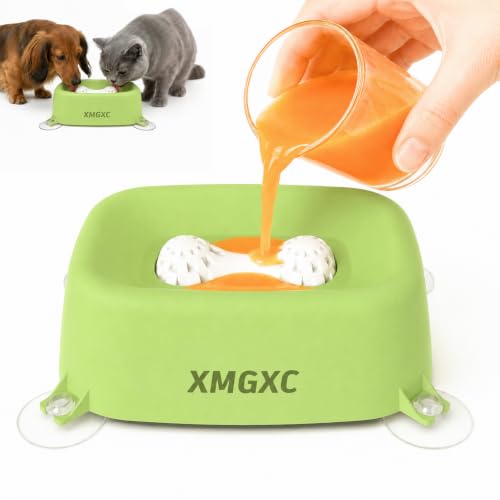 Dog Lick Bowl Slow Feeder with Rolling Log & Suction Base, Green - color: Green