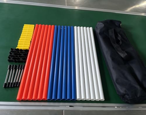 6 Pcs Pole Bending Poles for Horses, 6.6FT 2-in-1 Convertible Equestrian Training Equipment, Agility Poles for Horses, Dogs & Soccer Training