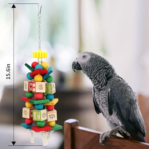 Rypet Hanging Parrot Toys, Wood Rope Chew Blocks for Cockatiels Amazon - color: Colorful3