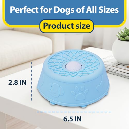 Slow Feeder Dog Bowls with Rolling Ball & Lick Mat for Dogs, Interactive Dog Enrichment Toy, Anti-Slip Puzzle Feeder for Yogurt, Bone Broth & Wet Food, Slow Eating Bowl for Small, Medium & Large Dogs - color: Light Blue