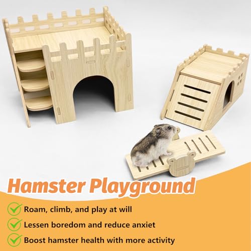 BNOSDM Wooden Hamster Houses and Hideouts with Slide Ramp Climbing Stairs - color: Style A