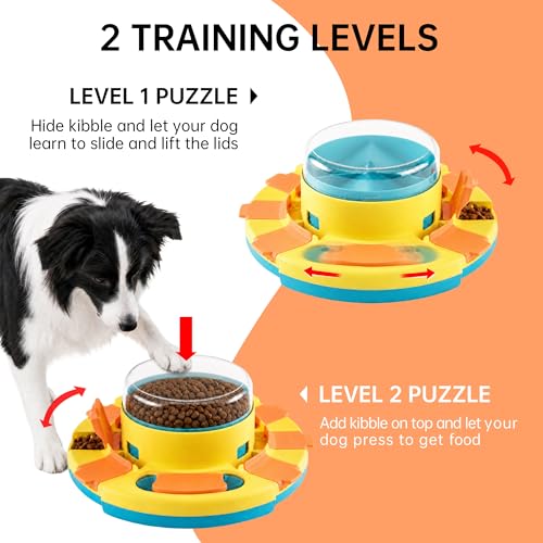 Dog Puzzle Toy 2 Levels, Slow Feeder, Pup Food Treat Feeding Dispenser for IQ Training and Entertainment for All Breeds,Blue - color: Blue