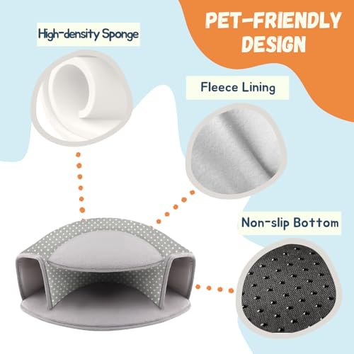 Guinea Pig Hideout, Interactive Guinea Pig Tunnel Bed, Washable - color: Taupe Polka Dot