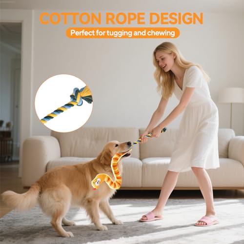 AUSCAT Plush Dog Rope Toy, Durable Squeaky Dog Toys for Puppy Small Medium Dogs (Not for Aggressive Chewers), Snake - color: Snake