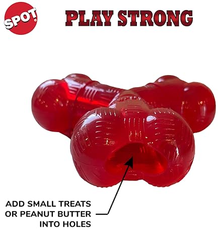 SPOT Play Strong Trident Bone - Durable TPR Long Lasting Dog Chew for Aggressive Chewers, Hole for Treats, Virtually Indestructible Toy for Large Dogs & Puppies up to 90lbs - 6 inch - style: Trident Bone