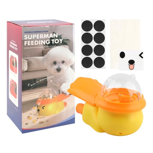 Dog Interactive Treat Dispenser Toy, Interactive Dog Toys Food Puzzle Do g Treat Dispenser Slow Feeder for Small Medium Dogs Cats IQ Training Reduces Bloating for Healthy Eating (Yellow)