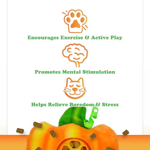Meowijuana Knock 'n' Nibble Fall Pumpkin Treat-Dispensing Cat Toy - color: Pumpkin