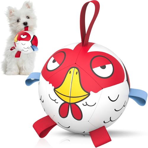 QDAN Small Puppy Dog Soccer Ball with Straps, Durable Herding Toys, 5 Inch - color: Red, size: 5 Inch