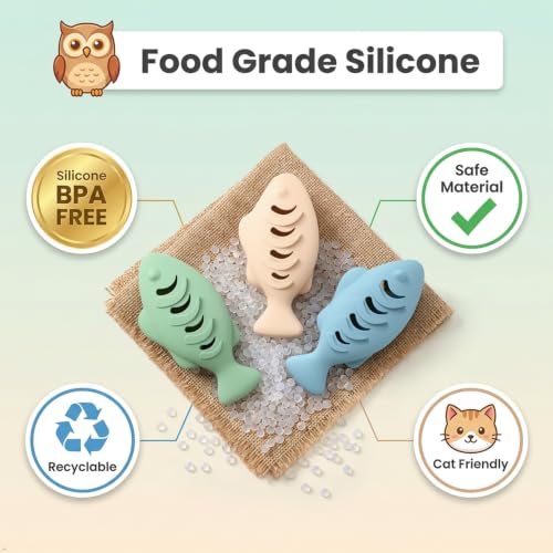 2 Pcs Silicone Cat Toys and Interactive Food Puzzle Feeder, Slow Feeder Treat Dispenser Toy for Indoor Cats and Kittens, Pet Training Toy with Play Ball, Pink, Green, and Blue