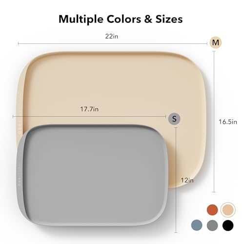 PETLIBRO Dog Food Mat, Safety Silicone Cat Food Mat for Feeder & Fountain, Waterproof Dog Bowl Mat, Raised Edge Spill Protection Floor, Cove Feeding Mat for AF005, AF103 Single Tray, 17.7"x12"