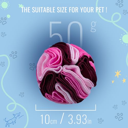 Pet Snuffle Ball, Puzzle Sniffing Interactive Dog Ball for Blind Dogs Training Stress Relief Dog Enrichment Toys Treat Machine Washable (Fantasy Pink, 10cm) - color: Fantasy pink, size: 10cm
