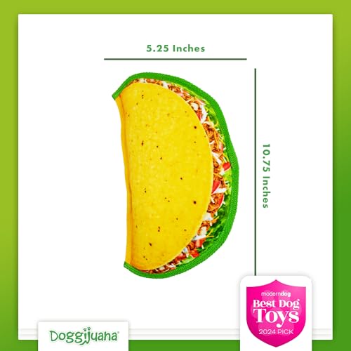 Doggijuana Tuffer Chewer Dog Toy, Taco | Squeaky Refillable Plush Toy - size: Standard, style: Taco