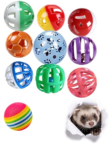 10 Pack Hollow Cutout Bell Play Balls for Ferret, Non Toxic, PP Material