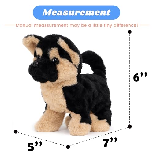 Hopearl Walking German Shepherd Interactive Electronic Pet Plush Toy Puppy Woof and Moving Animated Nodding Head Gifts for Toddlers Birthday,7'' - style: German Shepherd