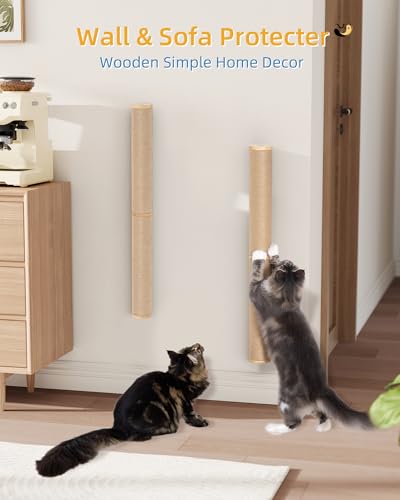 Aechonow 68" Wall Mounted Cat Scratcher,2Pcs of 34in Sisal Scratching Posts - color: Brown - 2Pcs