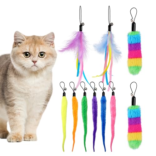 Interactive Cat Toys Replacement Tails Accessories for Cat Ball, 10Pcs - color: multicolour