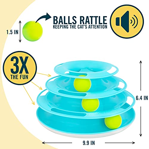 Our Pets Wobble Triple Chase Ball Track Interactive Cat Toy for Indoor Cats with Catnip (Cat Toys; Kitten Toys for Hunting and Chasing w/Rattling; Rolling Balls) - size: Medium, style: Triple Chase