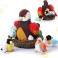 RoundFunny 7 Pcs Birds Stuffed Animals with Babies Egg and Nest - style: Bird
