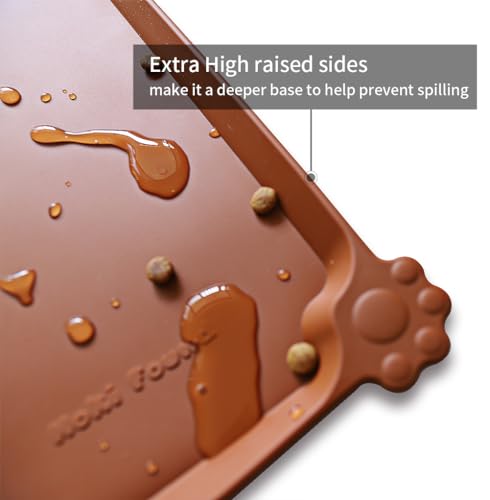 Hoki Found X-Large Silicone Pet Food Mats - Non Slip Pet Dog Cat Bowl Mats - Caramel - color: Caramel, size: 28"L x 20"W