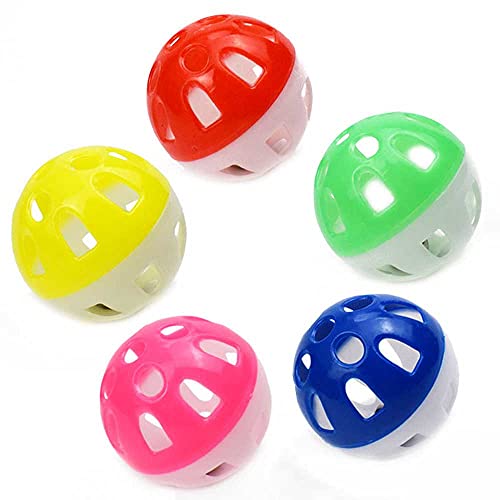VOVIGGOL 12PCS 4CM Cat Toy Ball with Bell, Pet Ball Kitten Toy with Bell Cat Jingle Balls for Cats Kitten, Plastic Jingle Balls Pounce Chase Rattle Toys, Random Color - color: 12 Cat Bell Ball