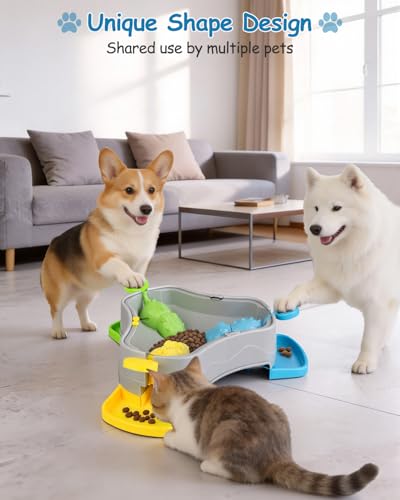 Dog Puzzle Toy, 3-in-1 Interactive Dog Puzzle Toys Press-Type Dog Treat Dispenser Toy Dog Enrichment Toy No-Slip Slow Feeder Interactive Brain Training Toys for Smart Dog Cats, 3 Colors - color: 3 colors+Grey