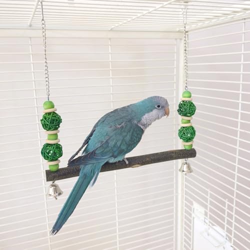 Bird Swing Conure Toys, Parrot Climbing Hammock for Parakeet, Lovebird, Budgie, Cockatiel, Conure, Small Birds - color: GreenRattan