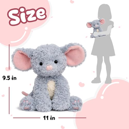 Hopearl Adorable Mouse Plush Toy Floppy Ultra Rat Haggable Soft Stuffed Animal Holiday Birthday Gift for for Boys Girls Kids Toddlers, Gray, 9'' - style: Mouse