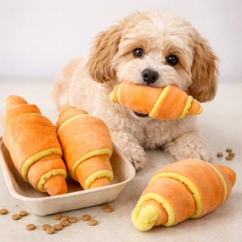Kalika Dog Toys for Small Dogs – Interactive Dog Toy, Dog Enrichment Toy, Snuffle Mat Dog Puzzle Toy for Puppies, Plush Dog Chew Toy for Boredom & Mental Stimulation (Croissant Plush Toy)